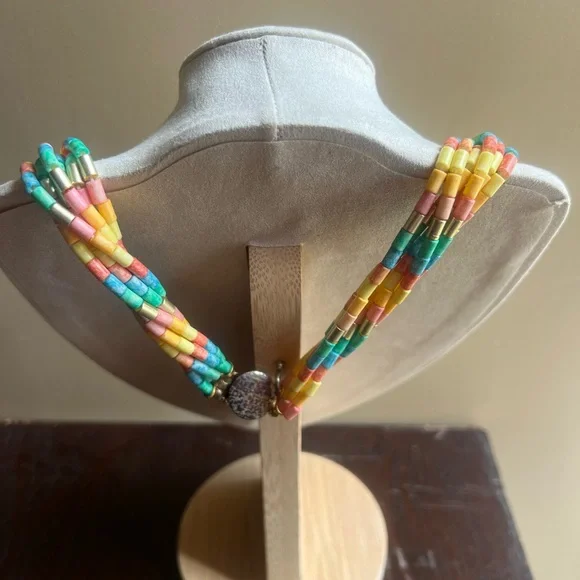 Vintage Multicolor Beaded Necklace - Picture 5 of 6